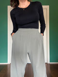 PRE ORDINE • Pantalone sartoriale con le pince crepe di lana salvia