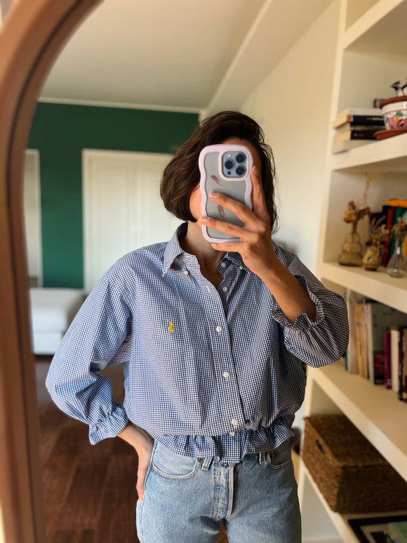 Camicia Gilbi Ralph Lauren quadretti blu stemma giallo