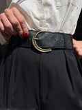 Cintura nera con fibbia brunita