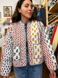 Giacca trapuntata double-face • modello con collo alla coreana • patchwork bianca 2