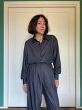 Pantalone sartoriale con le pince denim grigio