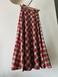 Gonna lunga sartoriale tartan bianco e rosso
