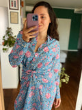 Camicia di cotone azzurro e rosa