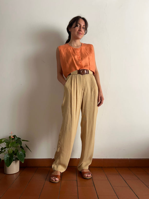 Pantalone cupro beige