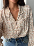 Camicia fiorellini beige e rosa