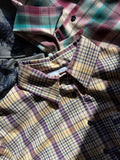 Camicia sartoriale tartan beige e viola