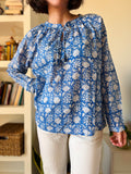 Camicia stampata con laccetto azzurra