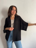 Kimono in maglia di cotone nero