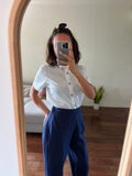 Pantalone blu a vita alta