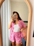 Pigiama corto rosa cuori