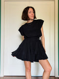 Abito con cintura senza maniche cupro wash nero