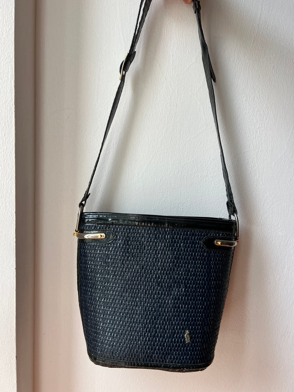 Borsa secchiello vimini blu