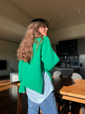 Maglione manica ampia verde acceso