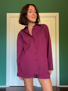Camicia ampia misto lino burgundy