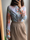 Camicia fiorata con rouche