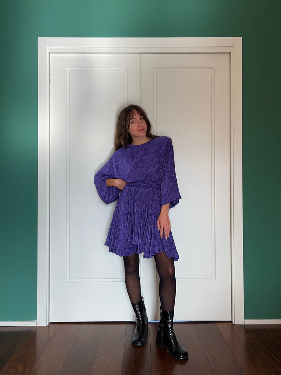 PRE ORDINE • Abito con cintura velluto luccicante viola