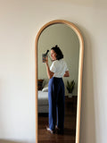 Pantalone blu a vita alta