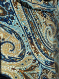 Camicia di seta paisley blu e beige