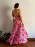 Abito schiena nuda lungo fuxia