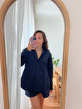 Camicia ampia cotone blu notte