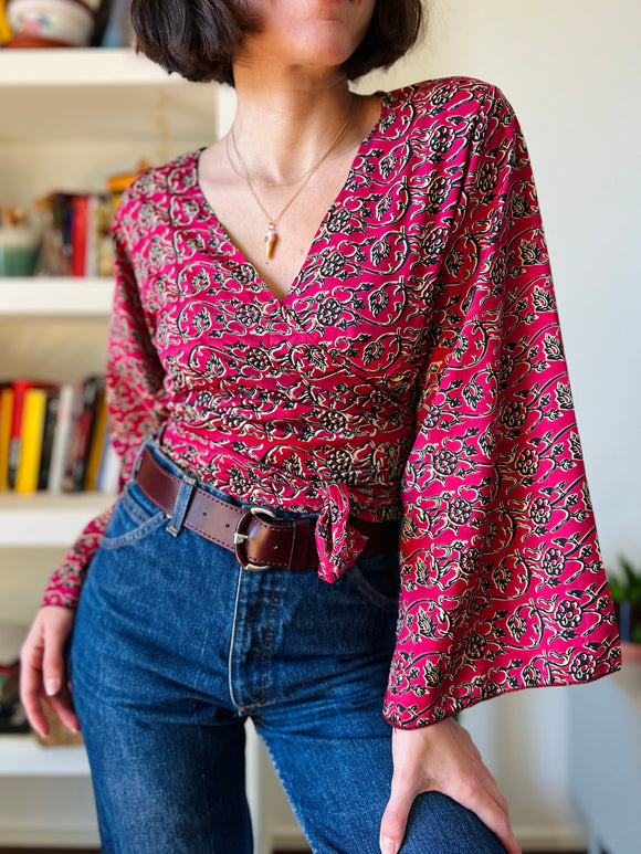 Camicia indiana incrociata magenta
