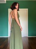 Abito lungo con la schiena nuda • verde