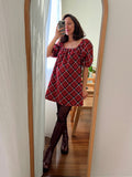 Abito corto tartan rosso