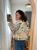 Giacca trapuntata double-face • modello cardigan • fantasia base panna
