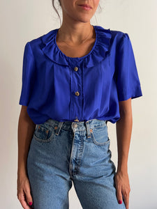 Camicia bluette con froufrou