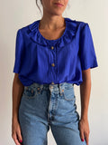 Camicia bluette con froufrou