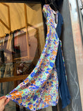 PRE ORDINE • Abito di seta bicolor fiori + blu