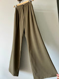 Pantalone sartoriale con le pince lana verde militare