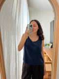 Top di seta blu