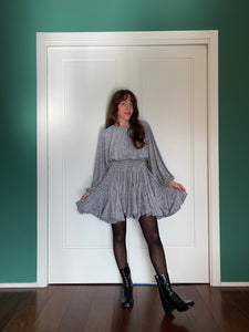 PRE ORDINE • Abito con cintura velluto luccicante grigio