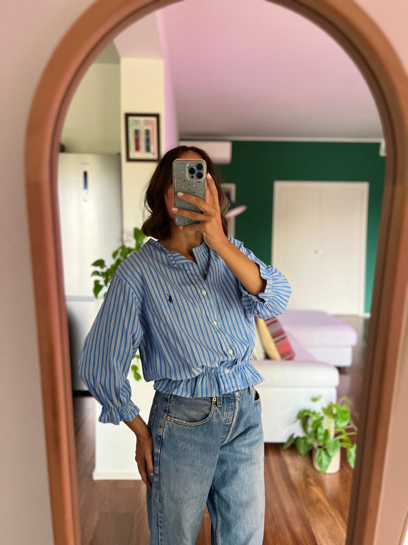 Camicia Gilbi Ralph Lauren righe azzurre senza colletto
