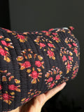 Beauty case di cotone nero fiori piccoli