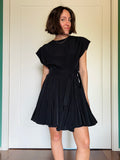 Abito con cintura senza maniche cupro wash nero