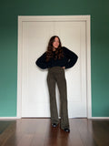 Pantalone a zampa in maglina verde maculato