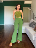 Pantalone plissé in maglia di cotone pistacchio