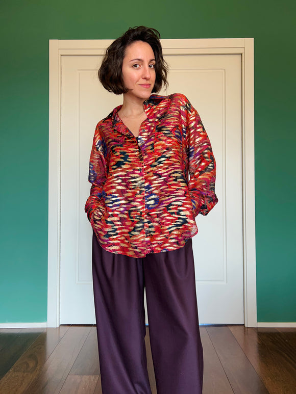 Camicia sartoriale seta rossa e oro