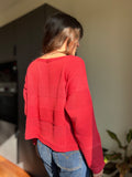 Maglione righe traforate • fragola