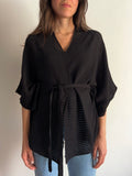 Kimono in maglia di cotone nero