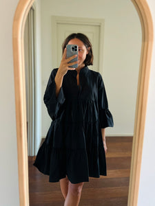 Abito corto ampio cotone giapponese nero