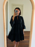 Abito corto ampio cotone giapponese nero