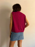 Top con bottoni in maglia di cotone ciclamino