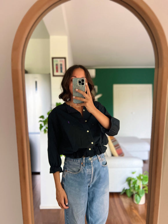 Camicia Gilbi Ralph Lauren nera senza colletto