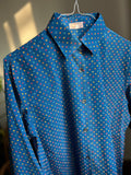 Camicia anni 70 bluette quadratini colorati