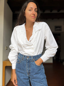 Camicia bianca doppio petto con pizzo