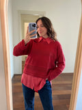 Maglione righe traforate • fragola