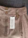 Pantalone di lana con profili in pelle
